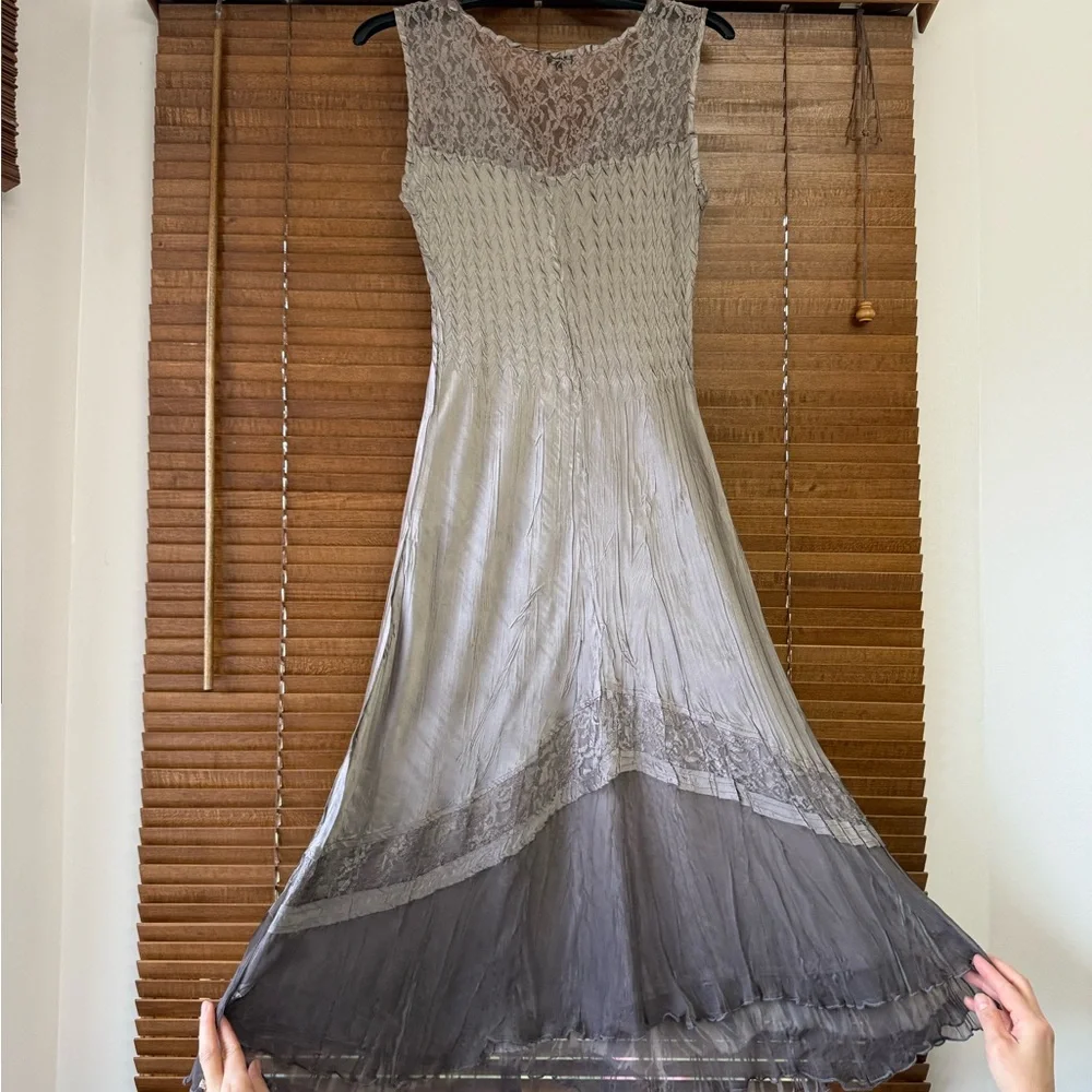 Komaro Beaded Charmeuse & Cliffon Tiered Dress withh Jacket - Picture 8 of 14